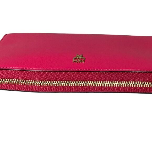 Authentic MCM Magenta Pink‎ Leather Zip Around Long Wallet - Picture 5 of 14